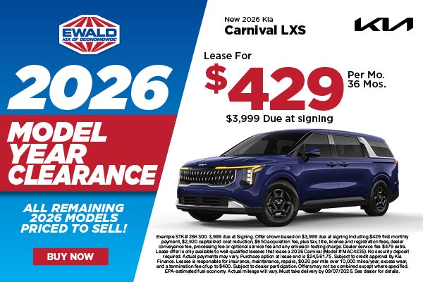 2026 Kia Carnival LXS Lease $429 per mo