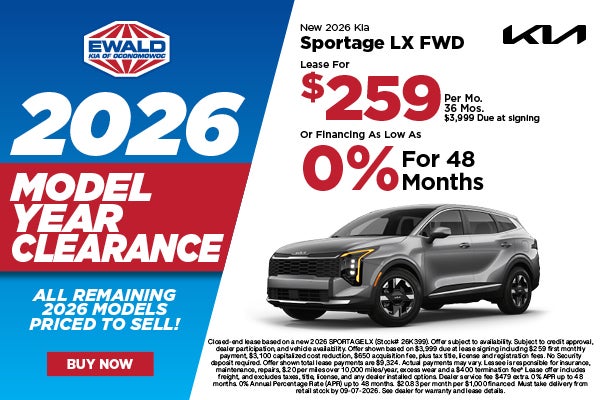 2026 Kia Sportage LX Lease $259 or 0% APR for 48 months