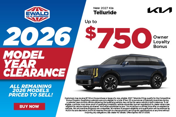 2027 Kia Telluride $750 Owner Loyalty Bonus 