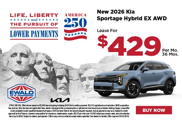 2026 Kia Sportage Hybrid EX AWD Lease for $429