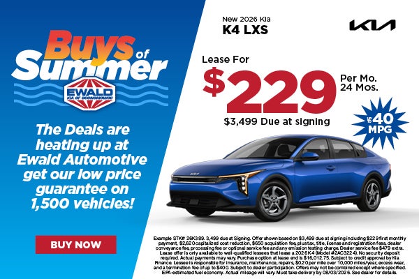 2026 Kia K4 LXS Lease $229 per mo