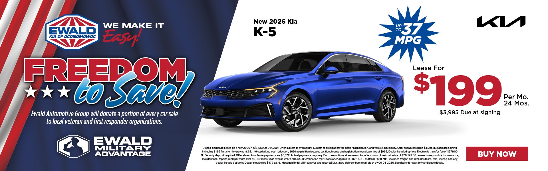 2026 Kia K5 Lease for $199 Per Mo