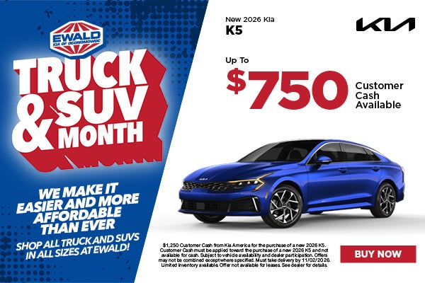 2026 Kia K5 up to $750 Customer Cash 