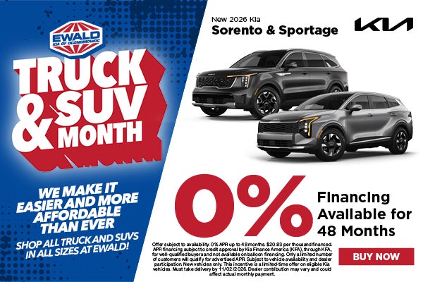 2026 Kia Sorento & Sportage 0% for 48 months