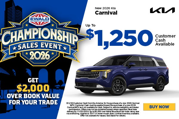 2026 Kia Carnival up to $1,250 Customer Cash 