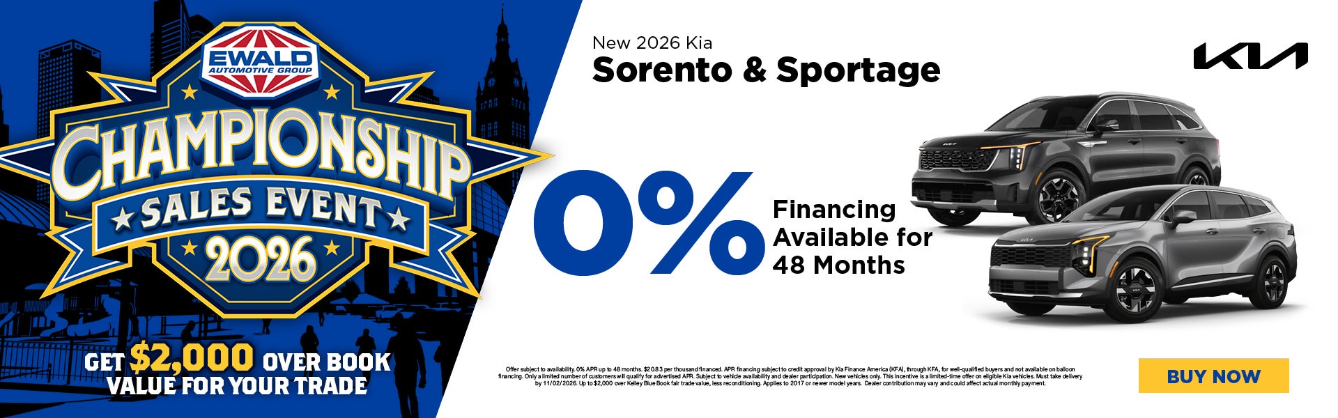 2026 Kia Sorento & Sportage 0% for 48 months