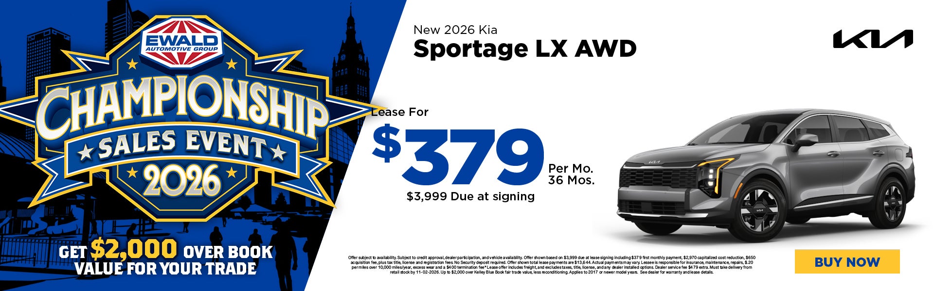 2026 Kia Sportage LX AWD Lease for $379