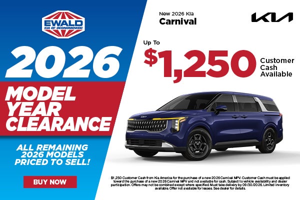 2026 Kia Carnival up to $1,250 Customer Cash