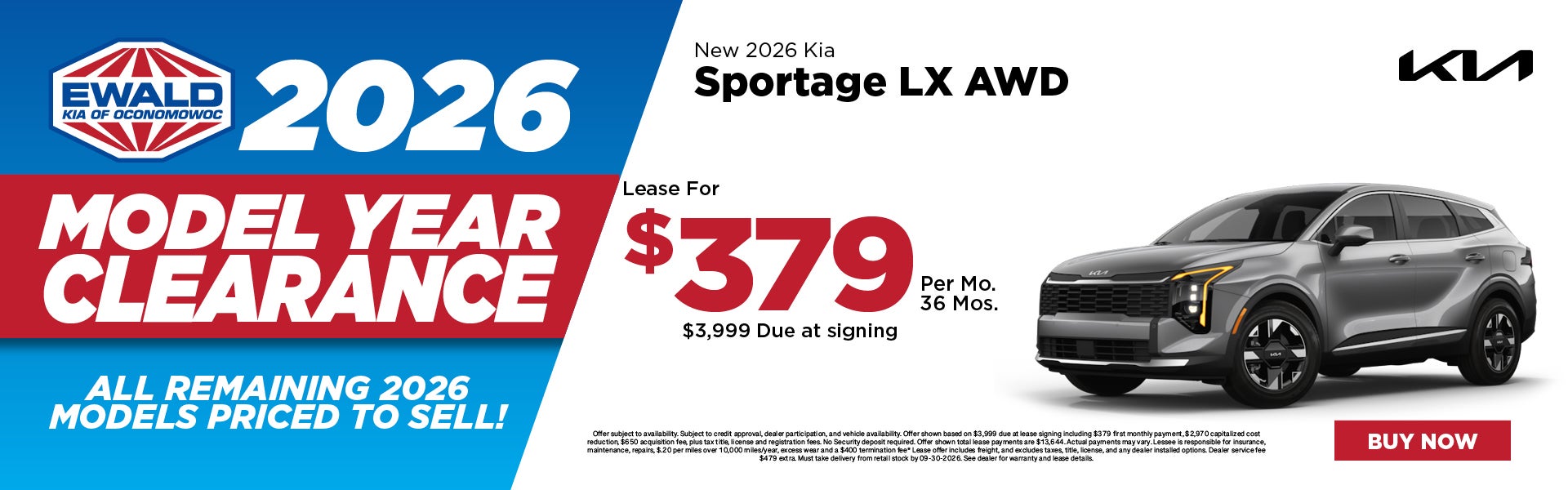 2026 Kia Sportage LX AWD Lease $379